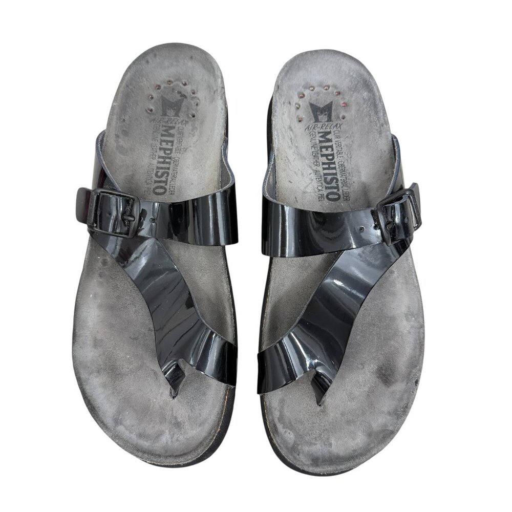 Mephisto Helen Patent Leather Thong Women's Sandals Size 38 / USA 8 - Picture 2 of 8